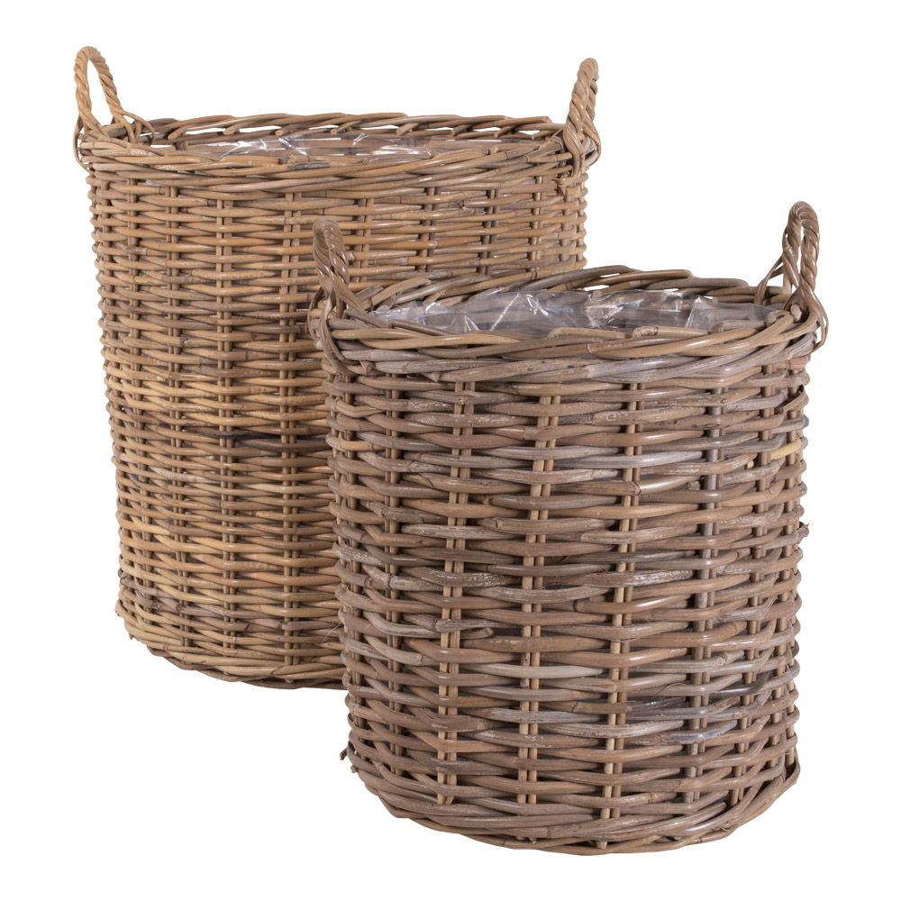 Indo – Körbe aus Kubu Rattan, natur, Set aus 2